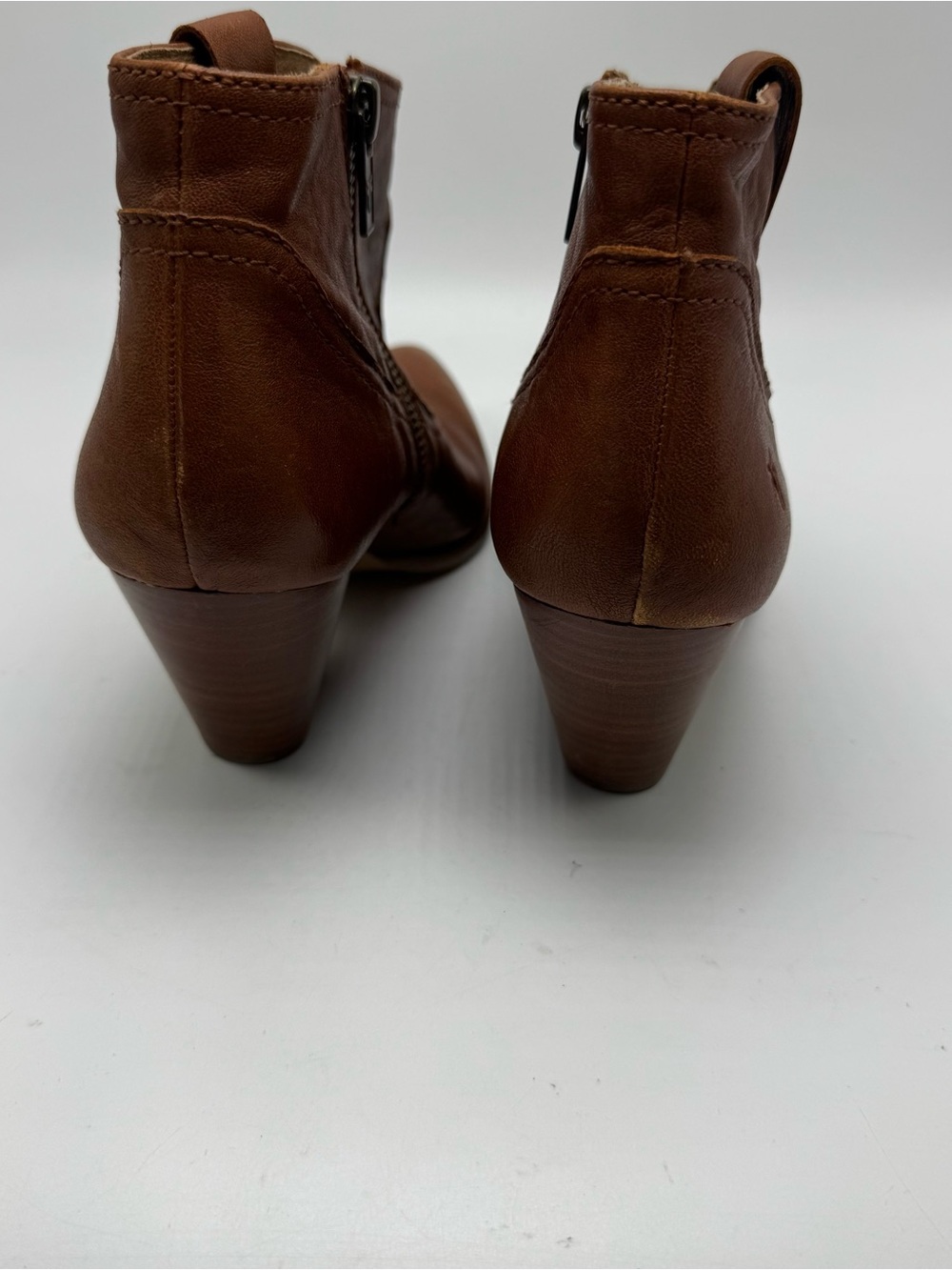 Frye Reina Cognac Leather Western Pointed Toe Ankle Booties Size 7M Boho Cowgirl - Picture 6 of 11